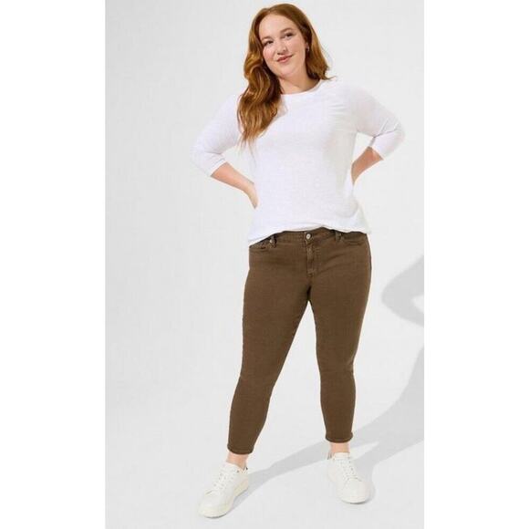 Torrid Perfect Skinny Ankle Vintage Stretch Mid-Rise Jean Brown 20 TALL - Picture 1 of 7